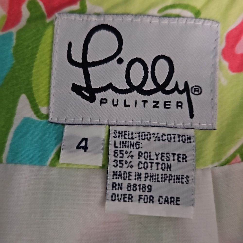 Lilly Pulitzer pastel block printed short skirt. 100%cotton, size 4. - Picture 4 of 4